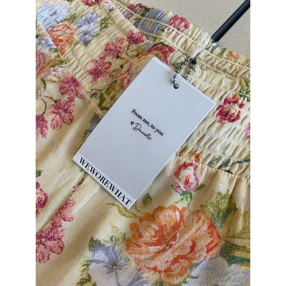 NWT WeWoreWhat Smocked Flare Pants Vintage Drapes Sand Floral Small - Picture 3 of 5